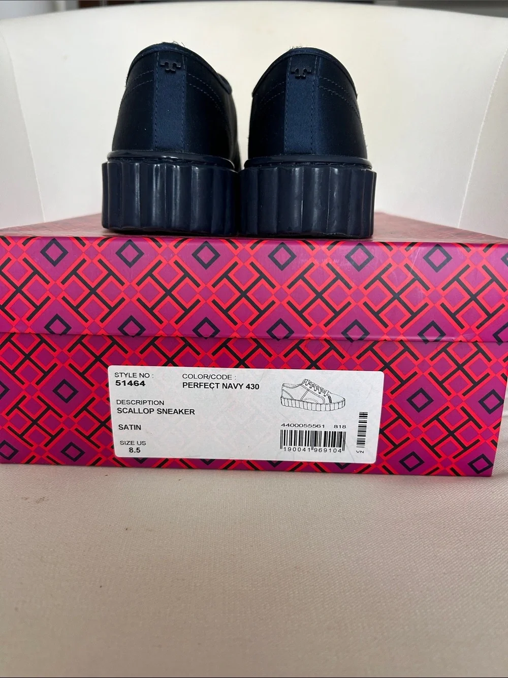 Tory Burch Navy Platform Lace-Up Sneaker